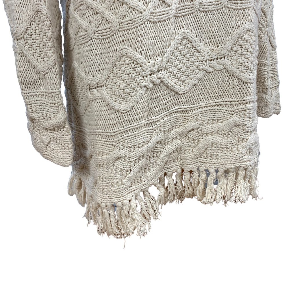 Style New York Hand Cable Knit Sweater Dress Fisherman Fringe Coastal Luxe-M - Picture 4 of 10